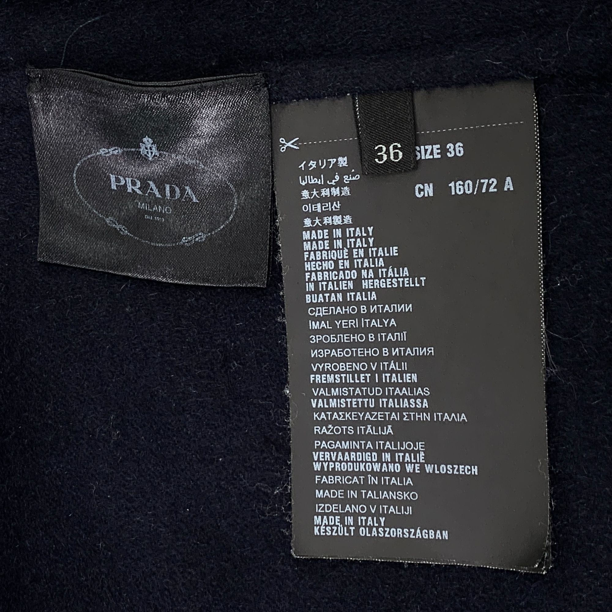Prada Prada Womens Wool-Blend Coat With Contrasting Stitching & Bu Size XS / US 0-2 / IT 36-38 - 7 Thumbnail
