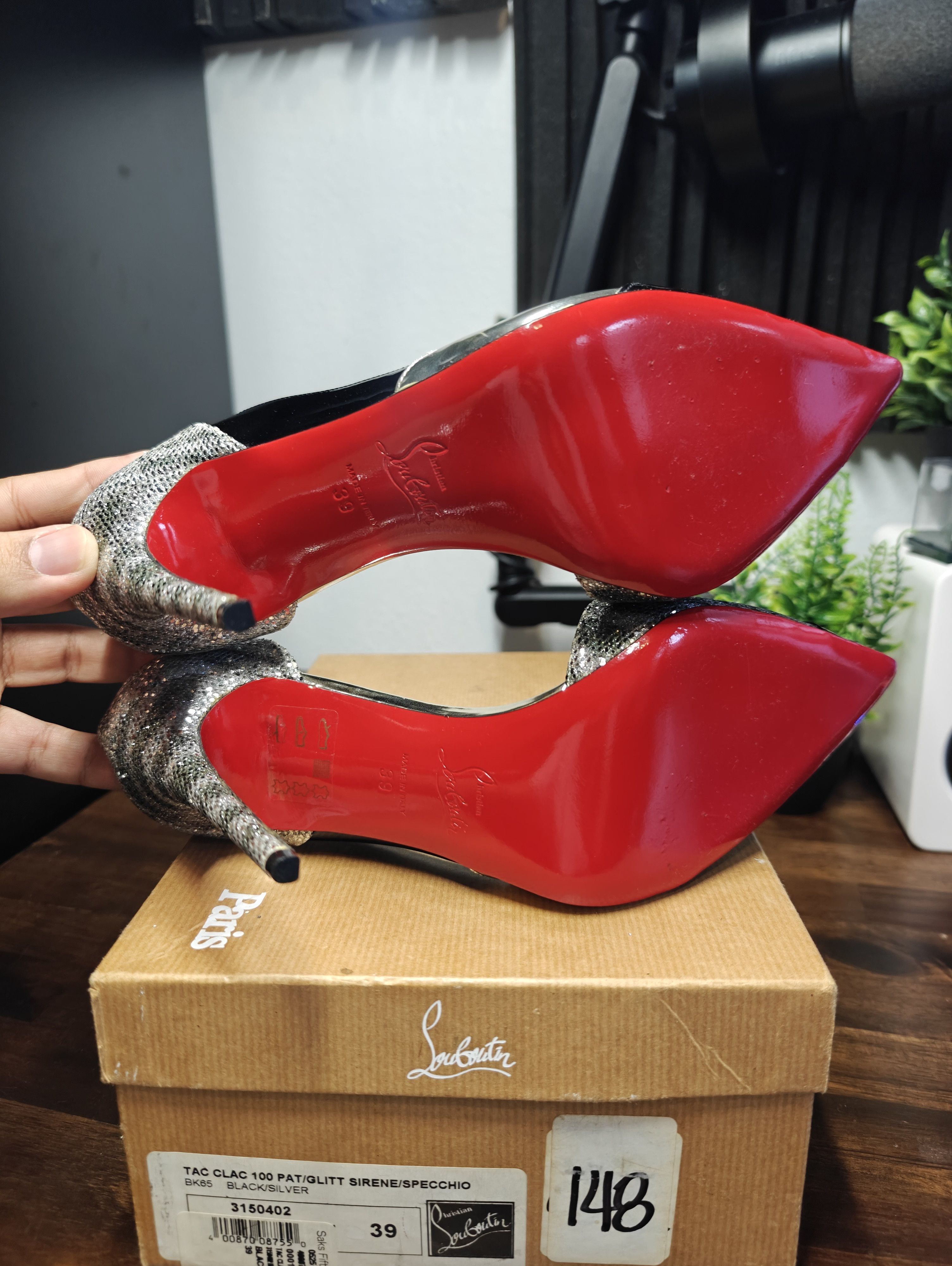 Christian Louboutin Christian Loubiton Tac Clac 100 Pat Glitter Sirene Specchio Size US 9 / IT 39 - 6 Thumbnail