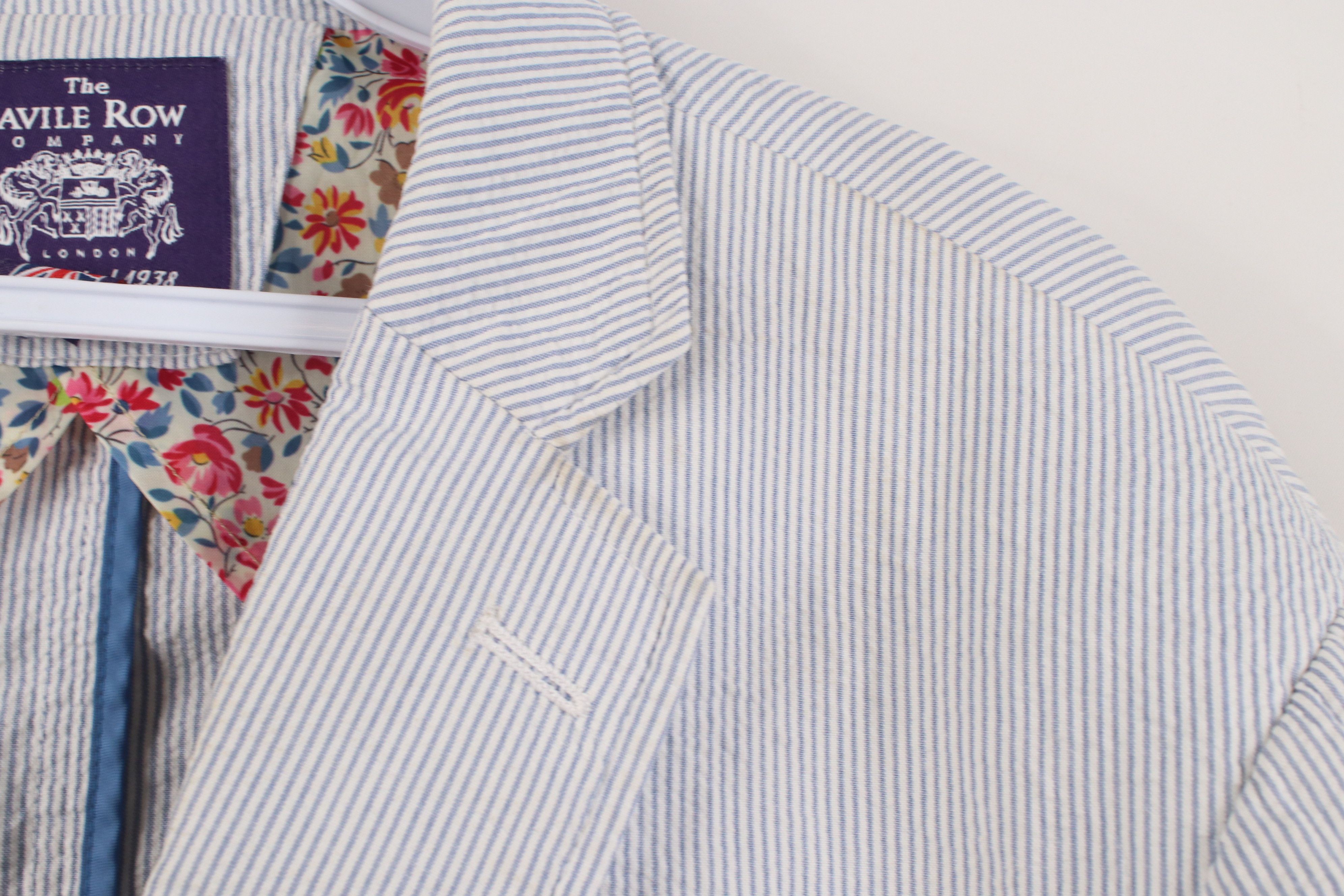 Vintage The Savile Row Seersucker 2 Button Suit Coat Blazer Jacket Size US XXL / EU 58 / 5 - 7 Thumbnail