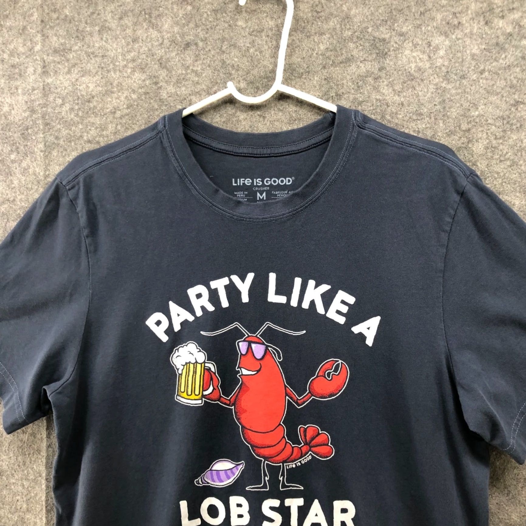 Life is Good Life is Good Crusher Tee Mens M Short Sleeve Graphic Print Cotton Gray Short Sleeve All Seasons Summer Spring Fall Portland ME Shirts Mens Size US 31 - 3 Thumbnail