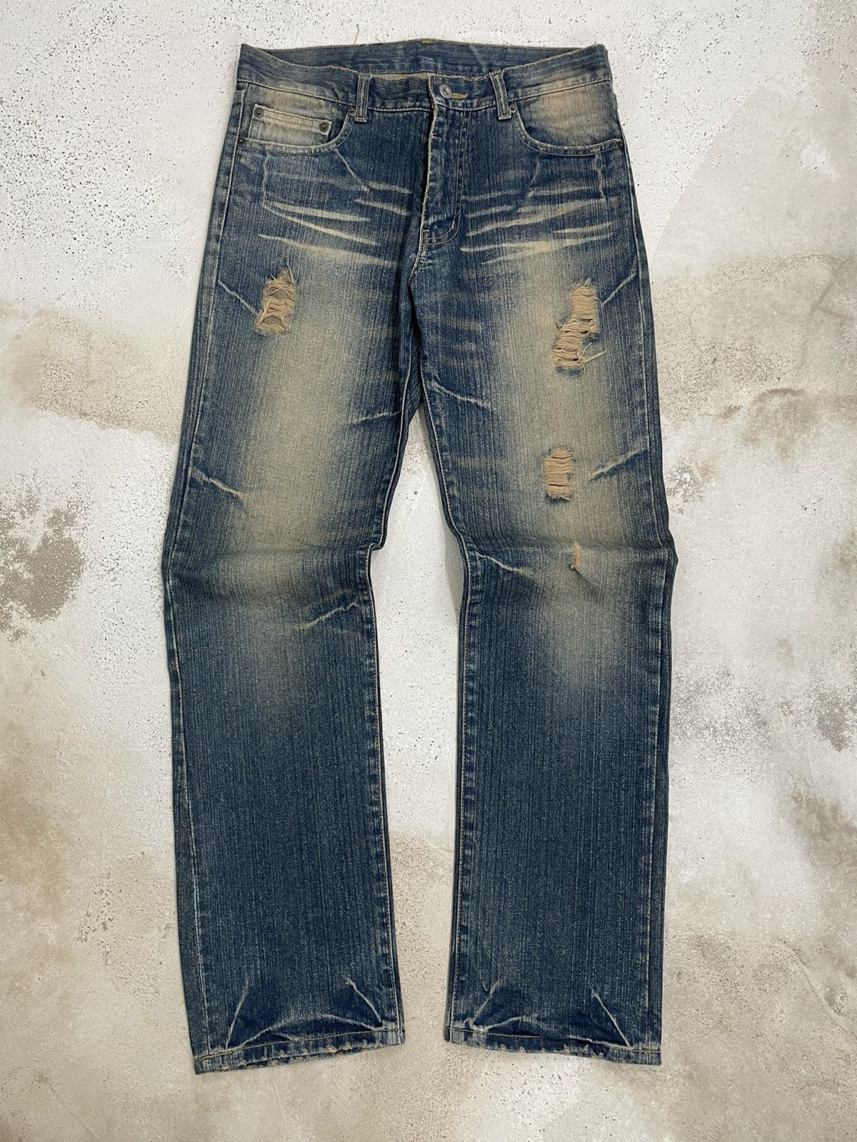 PPFM Vintage 90’s Japan Designer Ppfm Revolution Distressed Denim Size US 32 / EU 48 - 1 Thumbnail