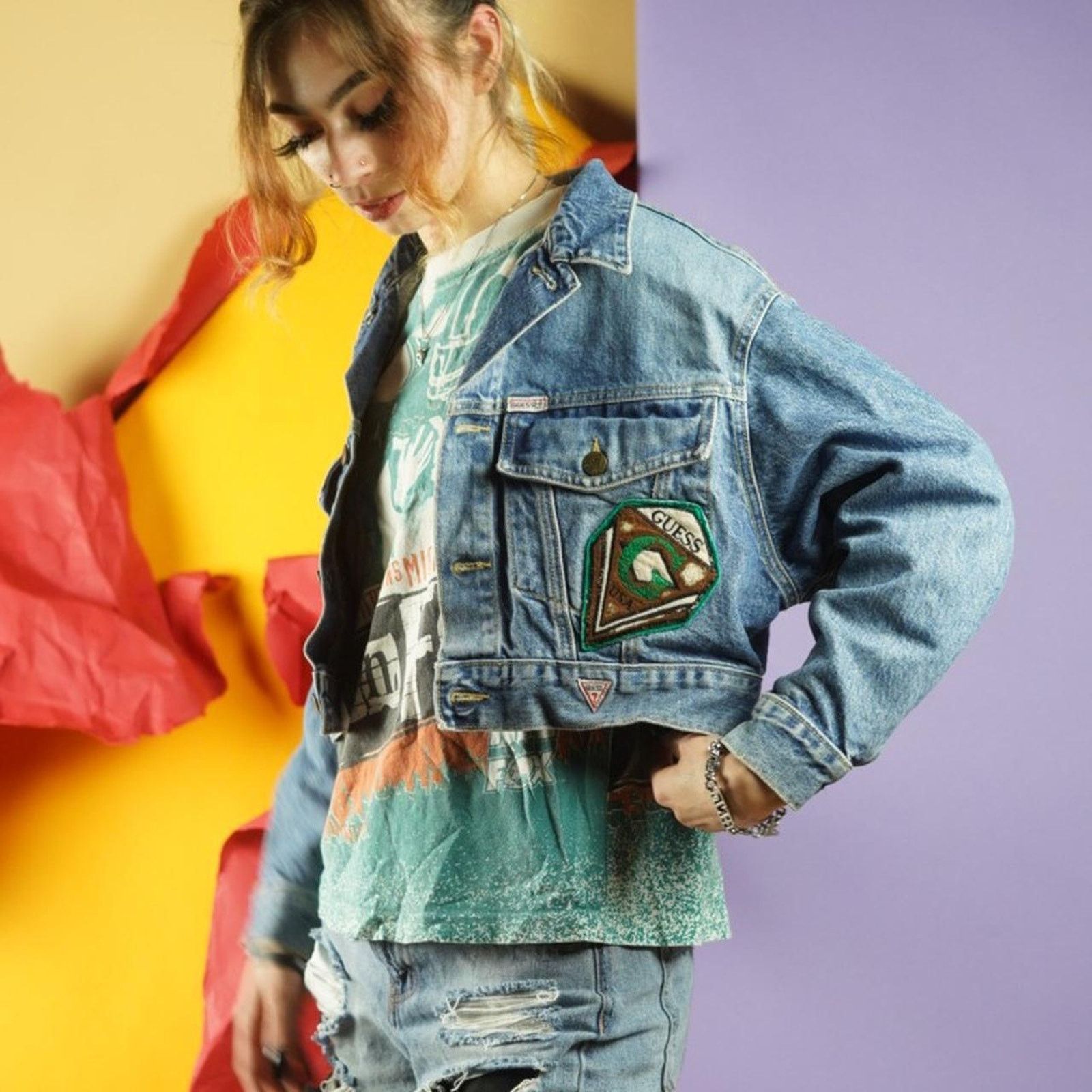 Rare 80s Guess by George Marciano Cropped Denim Jacket