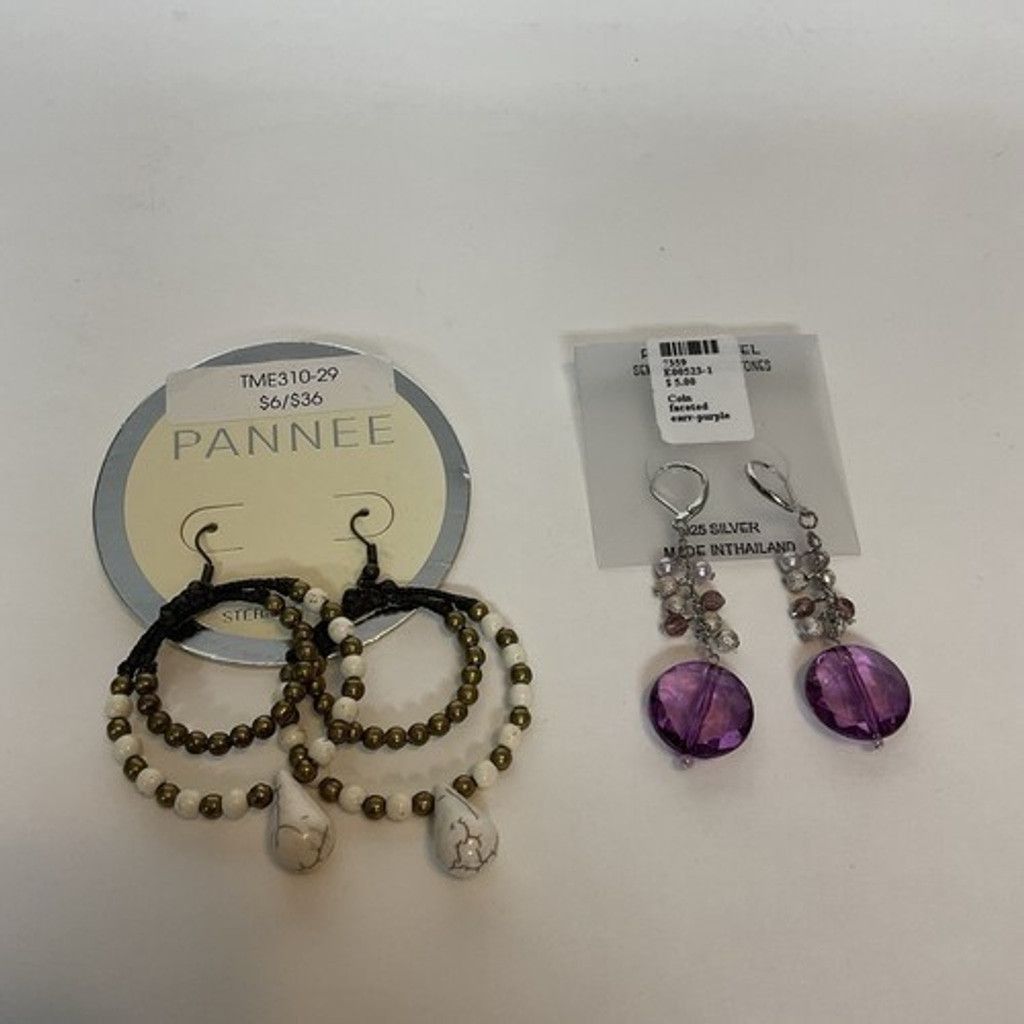 Other NWT Pannee Lot of 2 Boho Loop/Hoop Earrings&Dang Purple Drop Size ONE SIZE - 7 Thumbnail