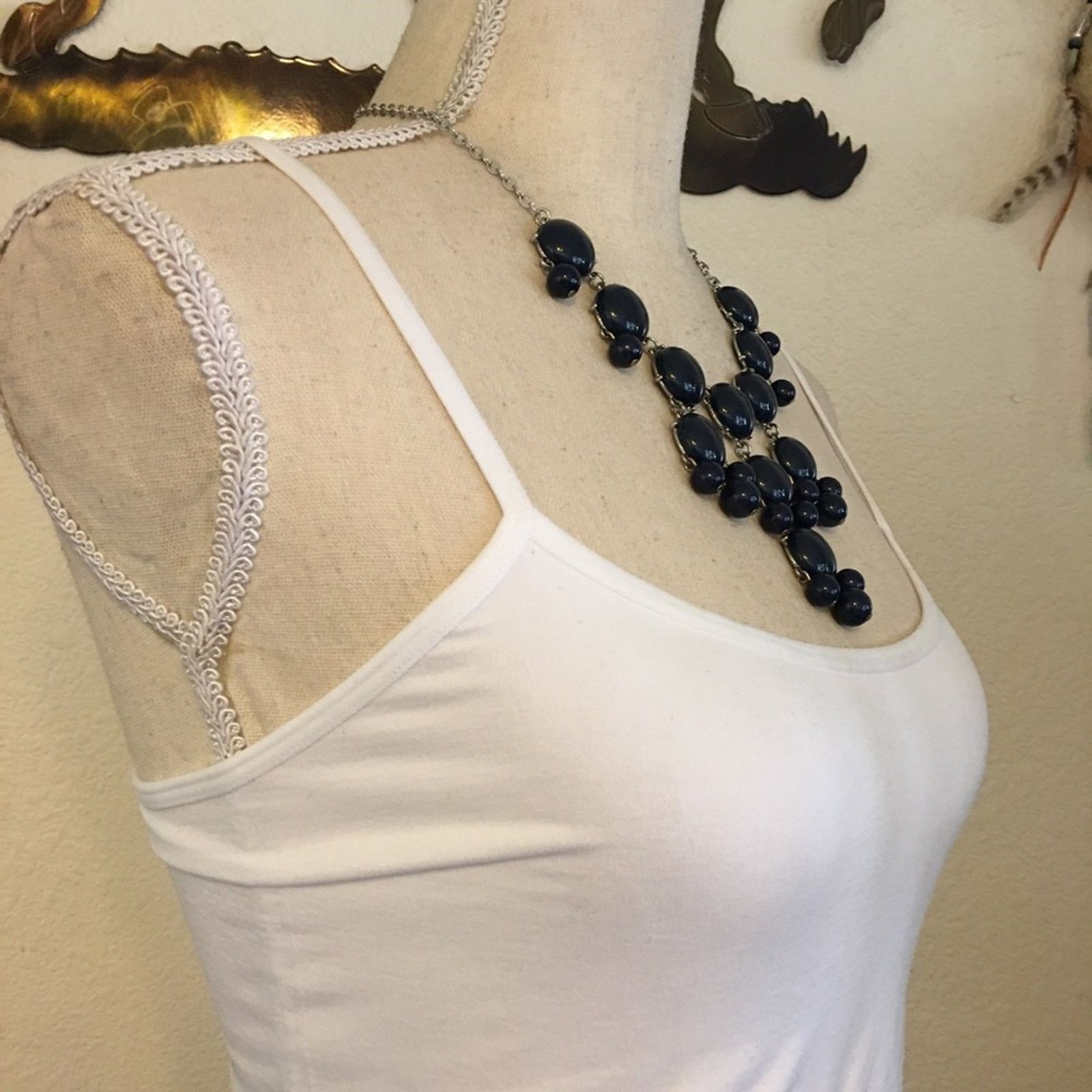 Jewelry Modern navy beaded chandelier style necklace Size ONE SIZE - 2 Thumbnail