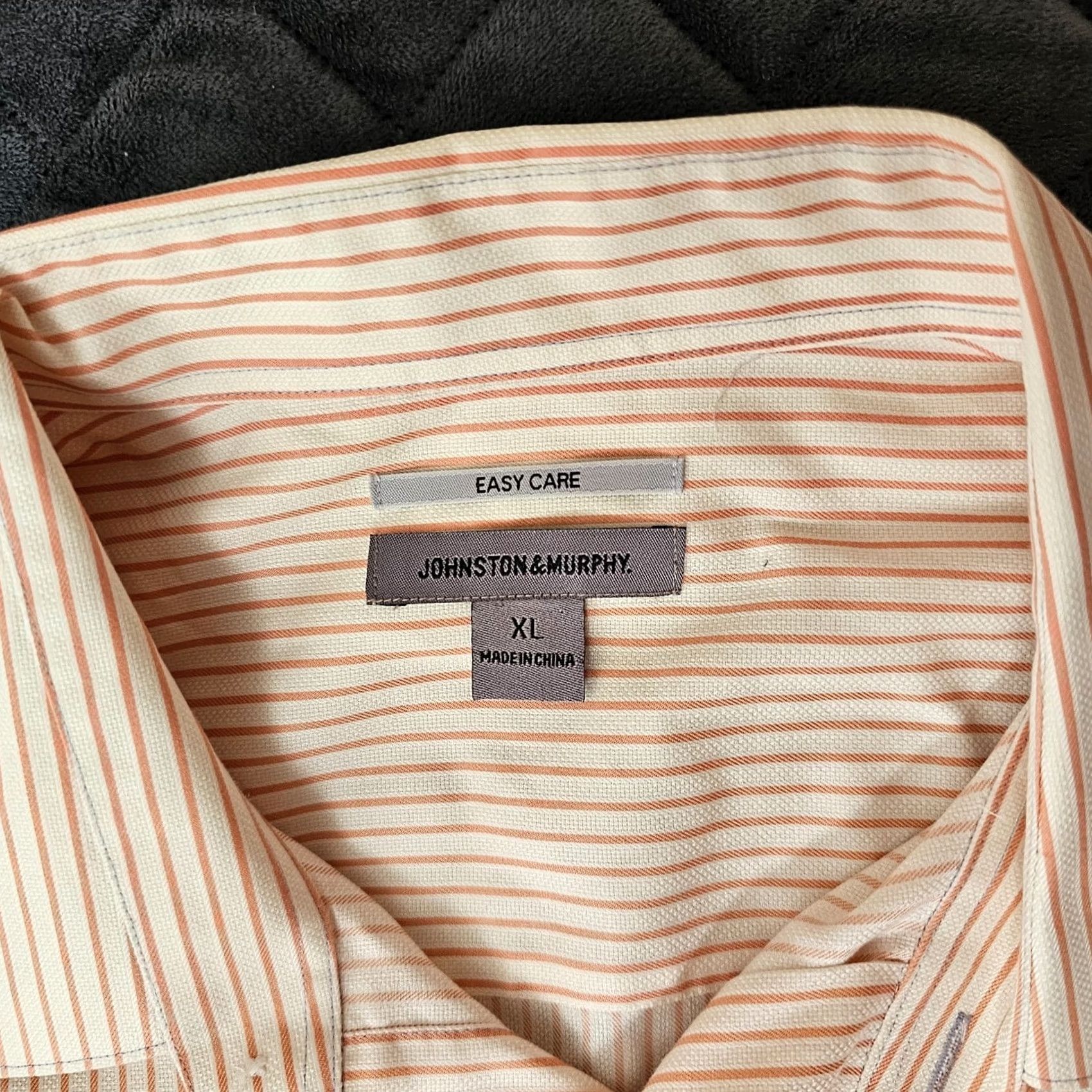 Johnston & Murphy Johnston & Murphy Shirt Long Sleeve White Pink Stripe Classic Collared Button-Up Easy Care XL Mens Regular Size XL Size US XL / EU 56 / 4 - 2 Thumbnail