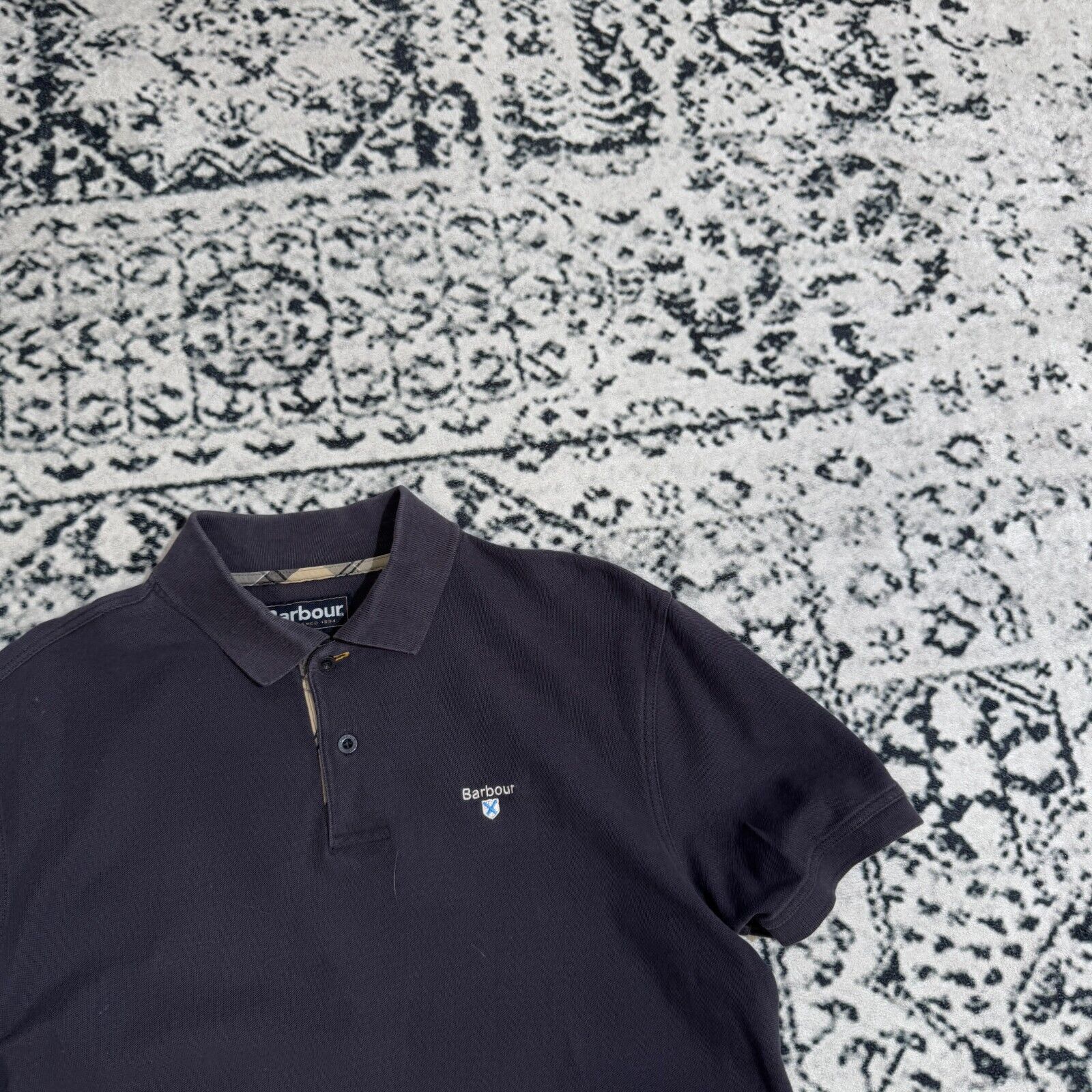Barbour × Vintage Vintage Barbour Unisex Navy Cotton Polo Shirt Size L Y2K 90s Size US L / EU 52-54 / 3 - 5 Thumbnail