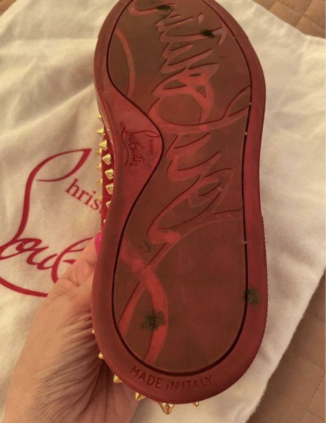 Christian Louboutin Christian Louboutin Red Suede Pik Boat Slip On Sneakers Size US 6 / IT 36 - 7 Thumbnail