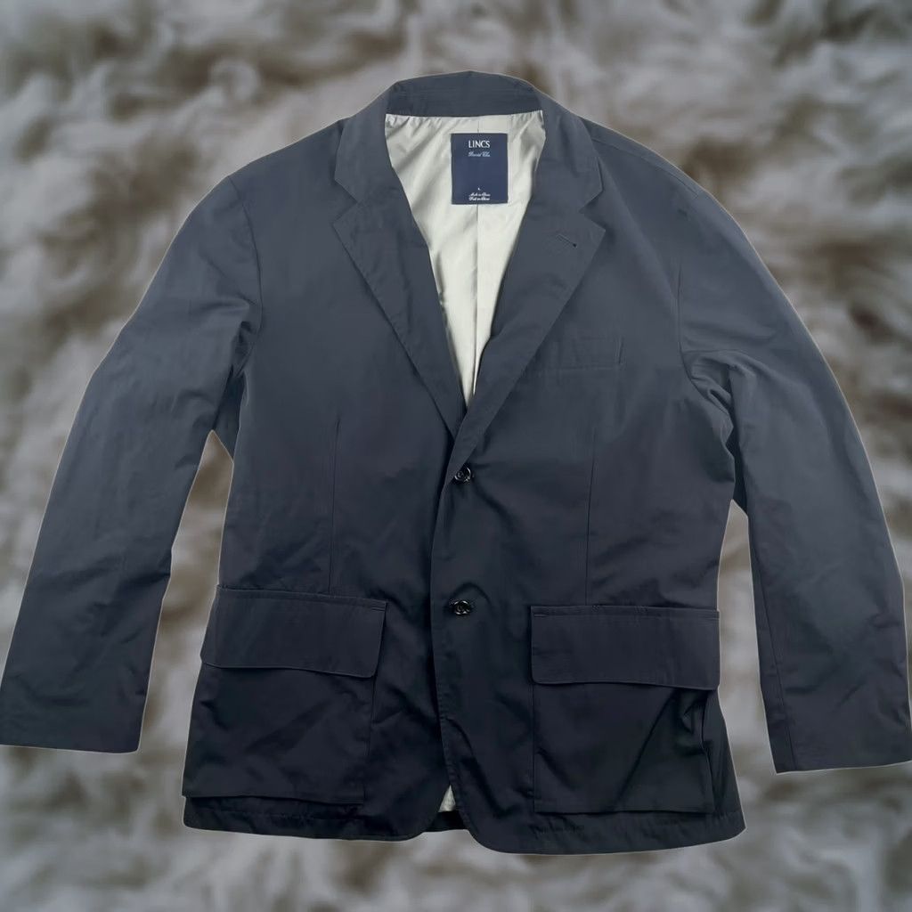 Vintage LINCS DC & Co David Chu Men's Nylon Wind/Rain Blazer Jacket Blue Large Size 42R - 1 Thumbnail
