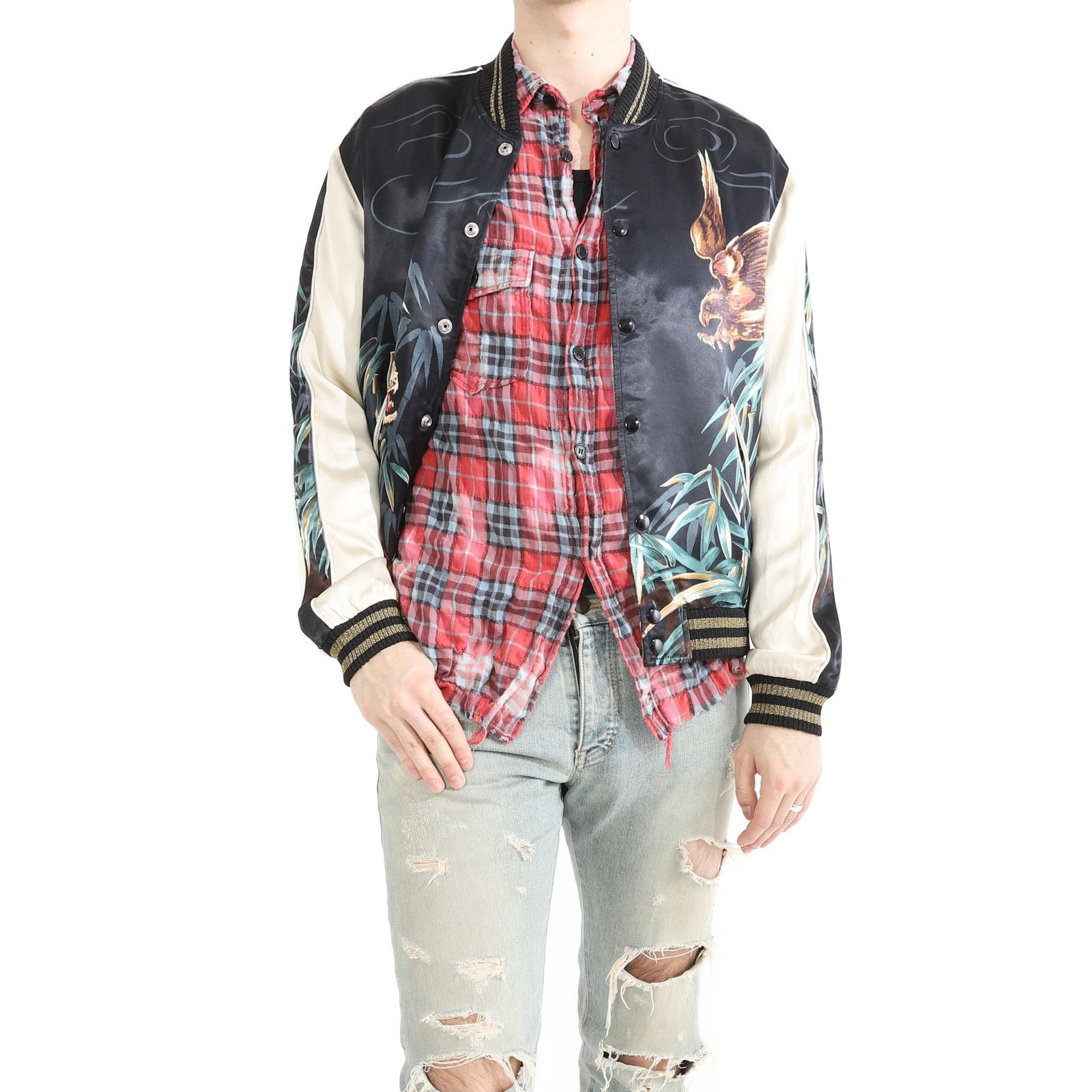 Saint Laurent Paris SS16 Distressed Flannel Shirt in Bleached Cotton Size US S / EU 44-46 / 1 - 8 Thumbnail