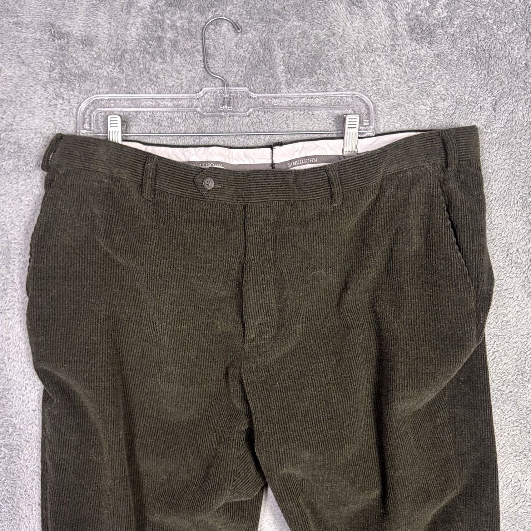Vintage Samuelsohn Pants Mens 40x30 Corduroy Trousers Flat Front Green Dress Pants Mens Regular Straight Front Size US 40 / EU 56 - 3 Thumbnail