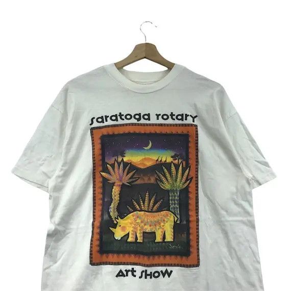 *A VONTADE Vtg SARATOGA ROTARY ART Show Hippo Safari Tee Shirt Cartoon Size L / US 10 / IT 46 - 3 Thumbnail