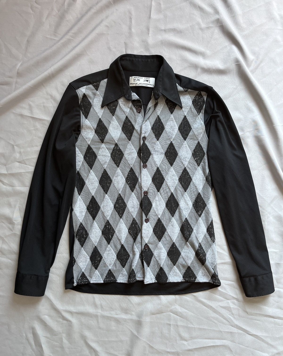 Designer × Vintage Maurice Emde Vintage Rhombus Diamond Pattern Stretch Shirt Size US L / EU 52-54 / 3 - 1 Thumbnail