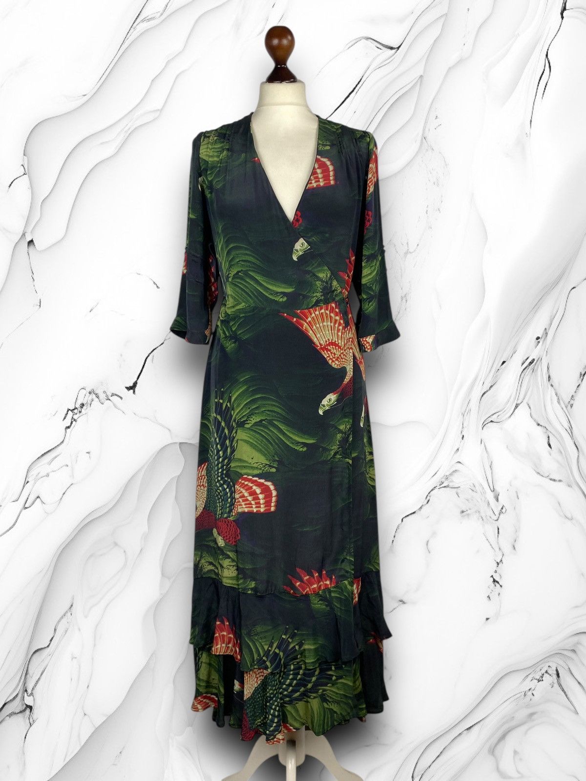 Allsaints × Designer Allsaints Delana Swoop Dress Maxi Floral Pattern Pleated Size XS / US 0-2 / IT 36-38 - 1 Thumbnail