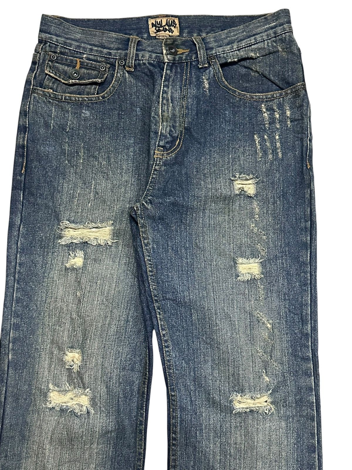 Japanese Brand Nylaus Vintage Distressed With Flare Wideleg Style & Mudwash Size US 31 - 4 Thumbnail