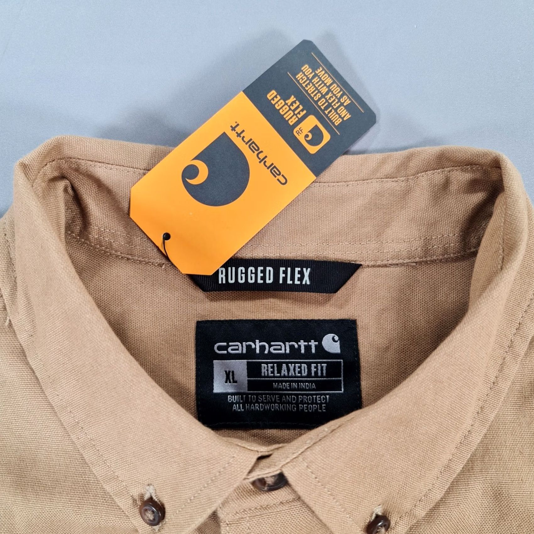 Carhartt Carhartt Shirt XL Brown Midweight Canvas Rugged Flex Relaxed Fit Workwear Mens Size US XL / EU 56 / 4 - 3 Thumbnail