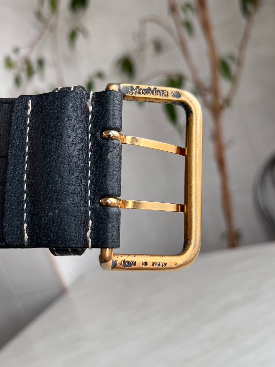 Max Mara × Vintage Max Mara Vintage Black Leather Big Belt Italian Punk Rock Size ONE SIZE - 7 Thumbnail