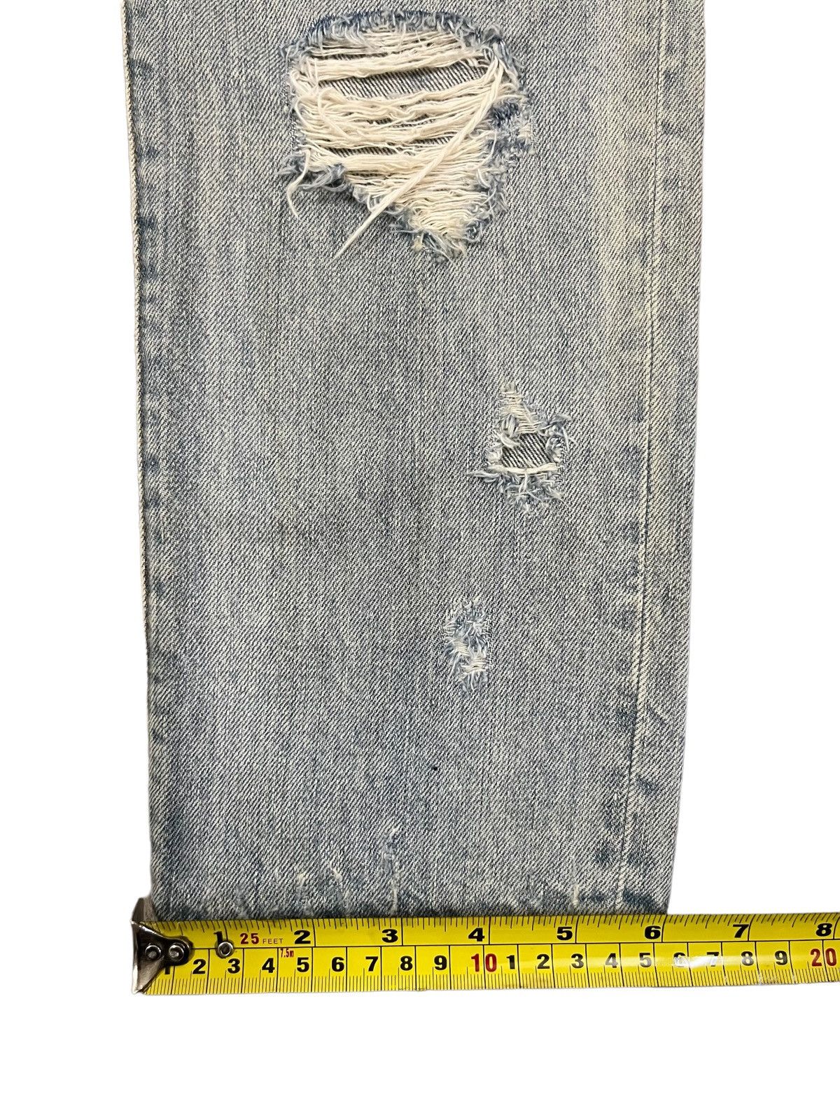 Designer Vintage Light Blue Heavy Distressed Regular Straight Jeans Size US 30 / EU 46 - 16 Thumbnail
