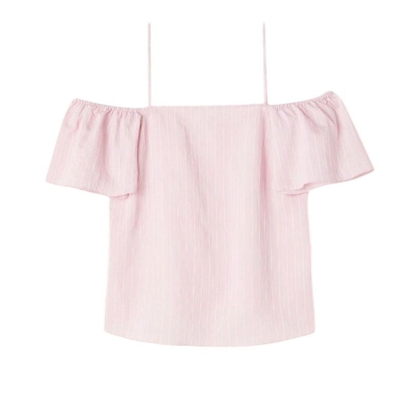 H&M H&M Blouse Flutter Sleeve Spaghetti Strap White Pink W 2 NWT Size XS / US 0-2 / IT 36-38 - 1 Thumbnail