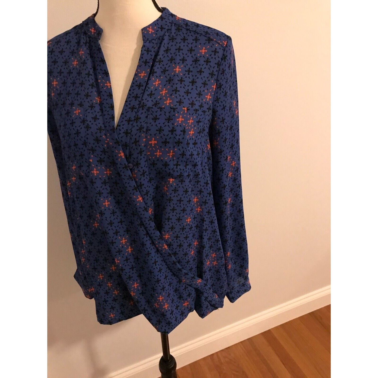 Anthropologie Anthropologie Maeve Eva Blue Long Sleeves Faux Wrap Blouse Size M / US 6-8 / IT 42-44 - 3 Thumbnail