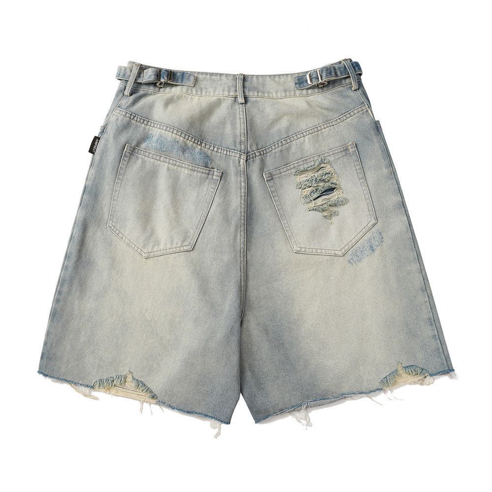 Japanese Brand × Jean Heavy punk distressed washed ripped denim shorts y2k Size US 32 / EU 48 - 2 Thumbnail