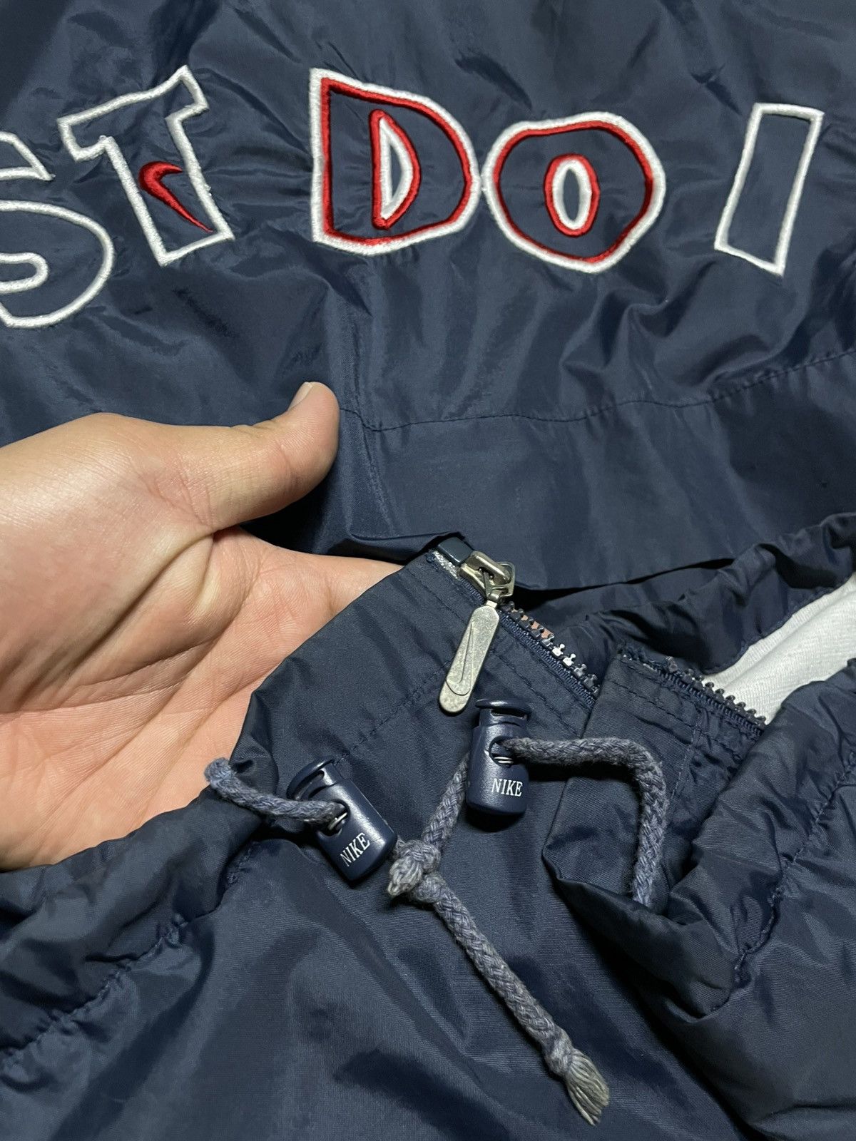 Nike × Vintage Nike Premier Just Do it Hidden Hooded Lightweight Navy Size US M / EU 48-50 / 2 - 5 Thumbnail