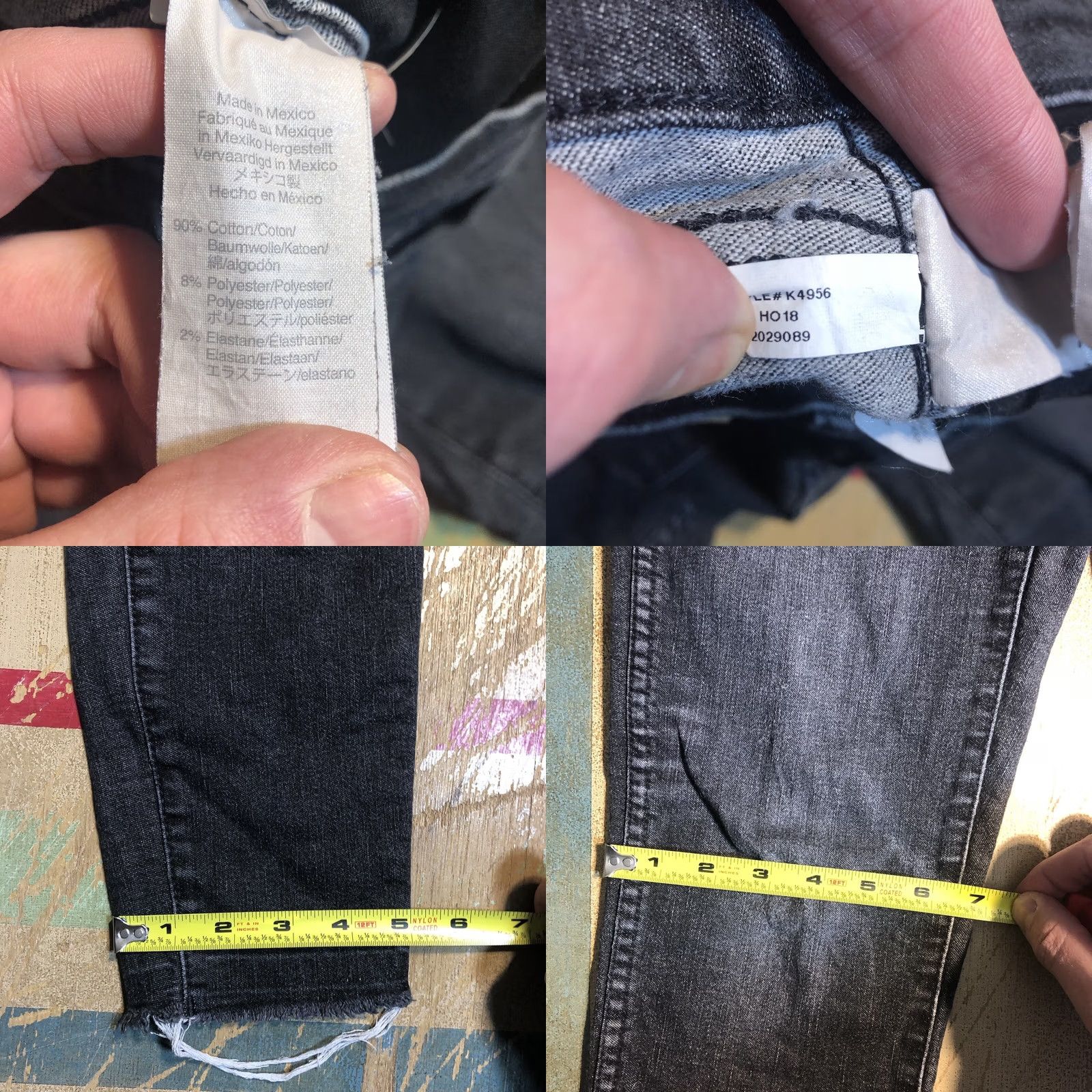 Madewell Madewell Jeans 10'' High Rise Skinny Distressed Denim Black Womens 28 Tall X 28.5 5-Pocket Stretch Slim Size 30" / US 8 / IT 44 - 8 Thumbnail