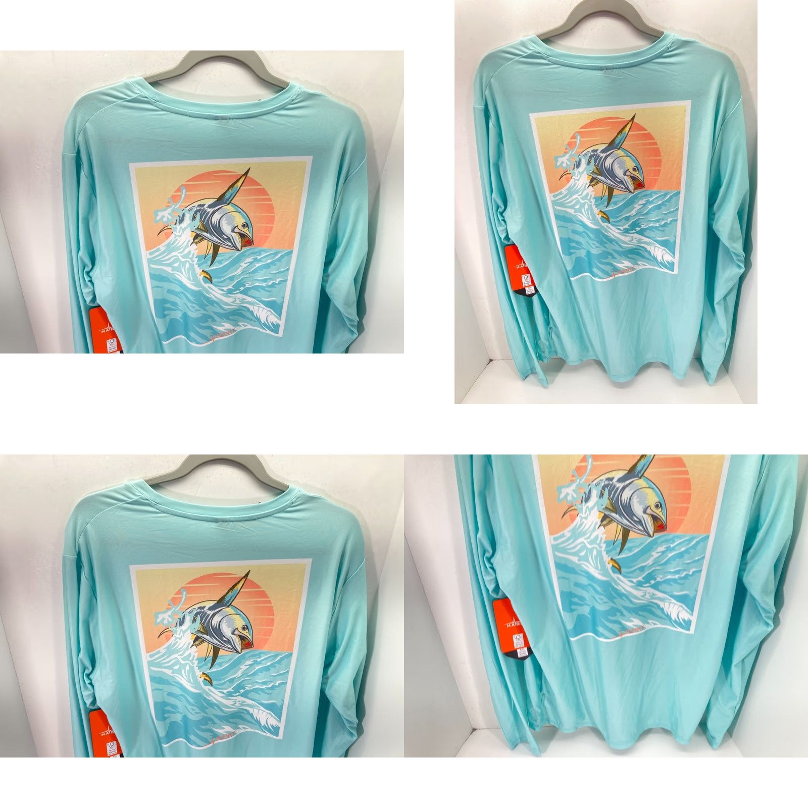 Habitat Habit Crooked ELM Graphic T-Shirt Mens M Aqua Blue Long Sleeve Solar Factor NWT Size US M / EU 48-50 / 2 - 9 Thumbnail