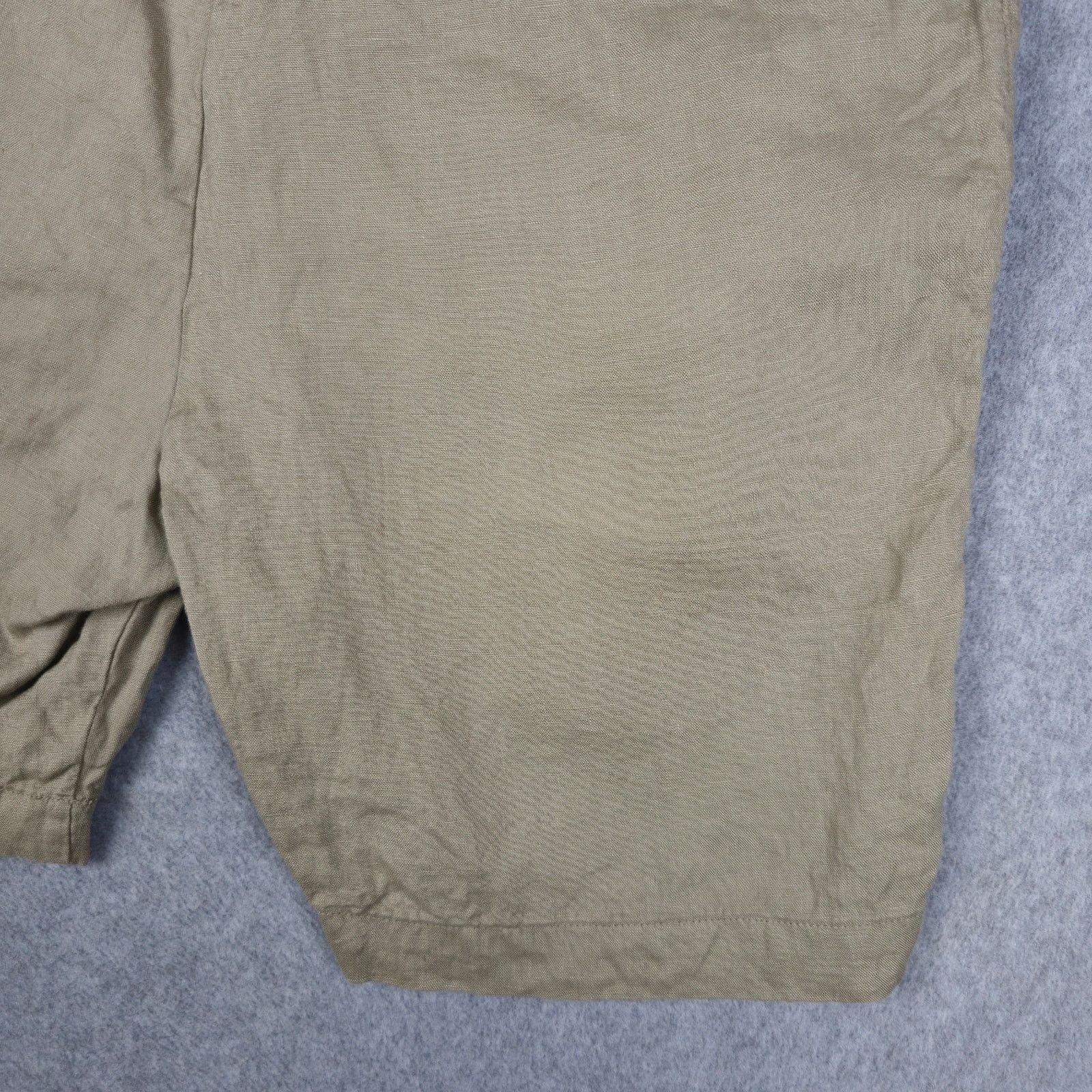Zara Zara Large Light Beige 100% Linen Flat Front Chino Shorts Size US 32 / EU 48 - 12 Thumbnail
