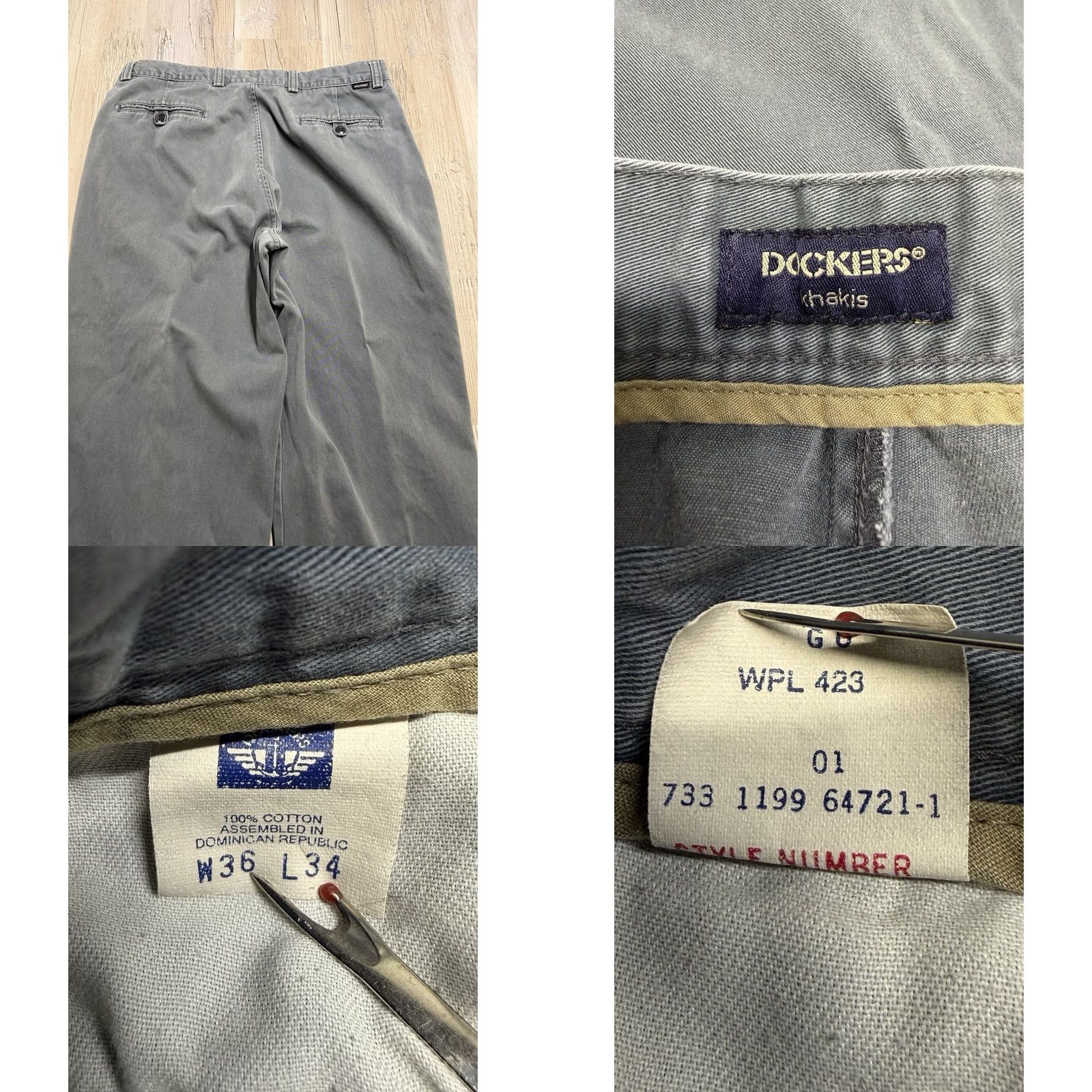 Dockers VINTAGE Dockers Khakis Pants 36x34 Gray Regular Straight 90s USA Mens Baggy Comfortable Chino Twill Size US 36 / EU 52 - 8 Thumbnail