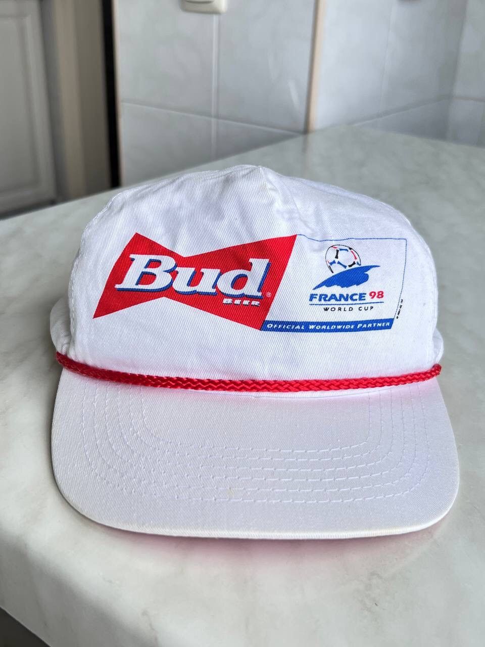 Sports Specialties Vintage 90s BUD France 98 World Cup White Cap Hat Y2K Size ONE SIZE - 1 Thumbnail