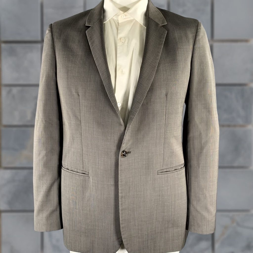 Maison Margiela MAISON MARGIELA Sport Coat Grey White Pinstripe Wool Notch Lapel 42 Mens Skinny? Size US XS / EU 42 / 0 - 1 Thumbnail