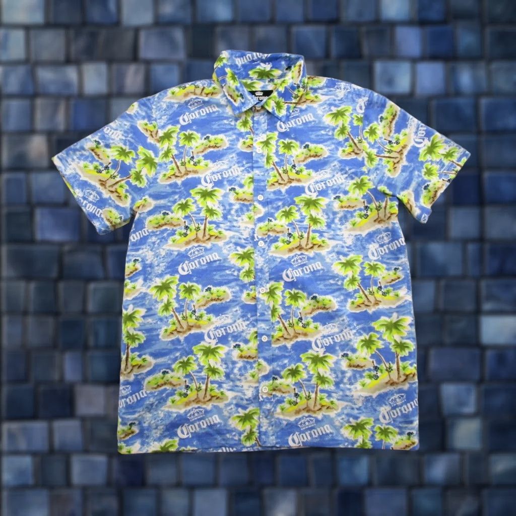 Vintage VINTAGE Corona Hawaiian Polo Shirt Mens SZ L Short Sleeve Button Up All Over Print Beer Size US L / EU 52-54 / 3 - 1 Thumbnail
