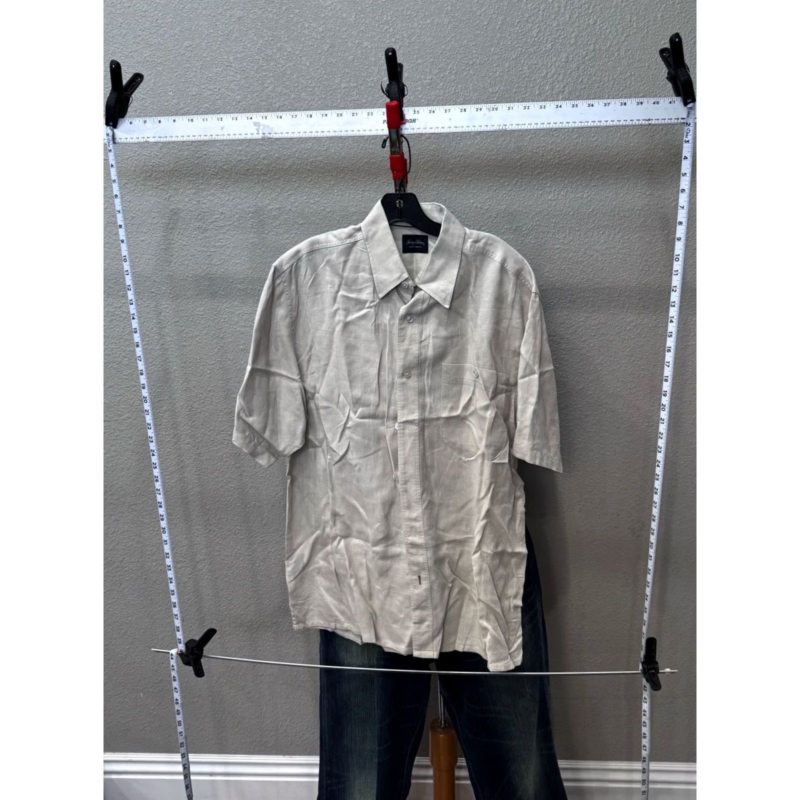 Tommy Bahama Tommy Bahama Indigo Palms 100% Linen Tan SHORT SLEEVE BUTTON UP SHIRT Large L Mens Size US L / EU 52-54 / 3 - 2 Thumbnail