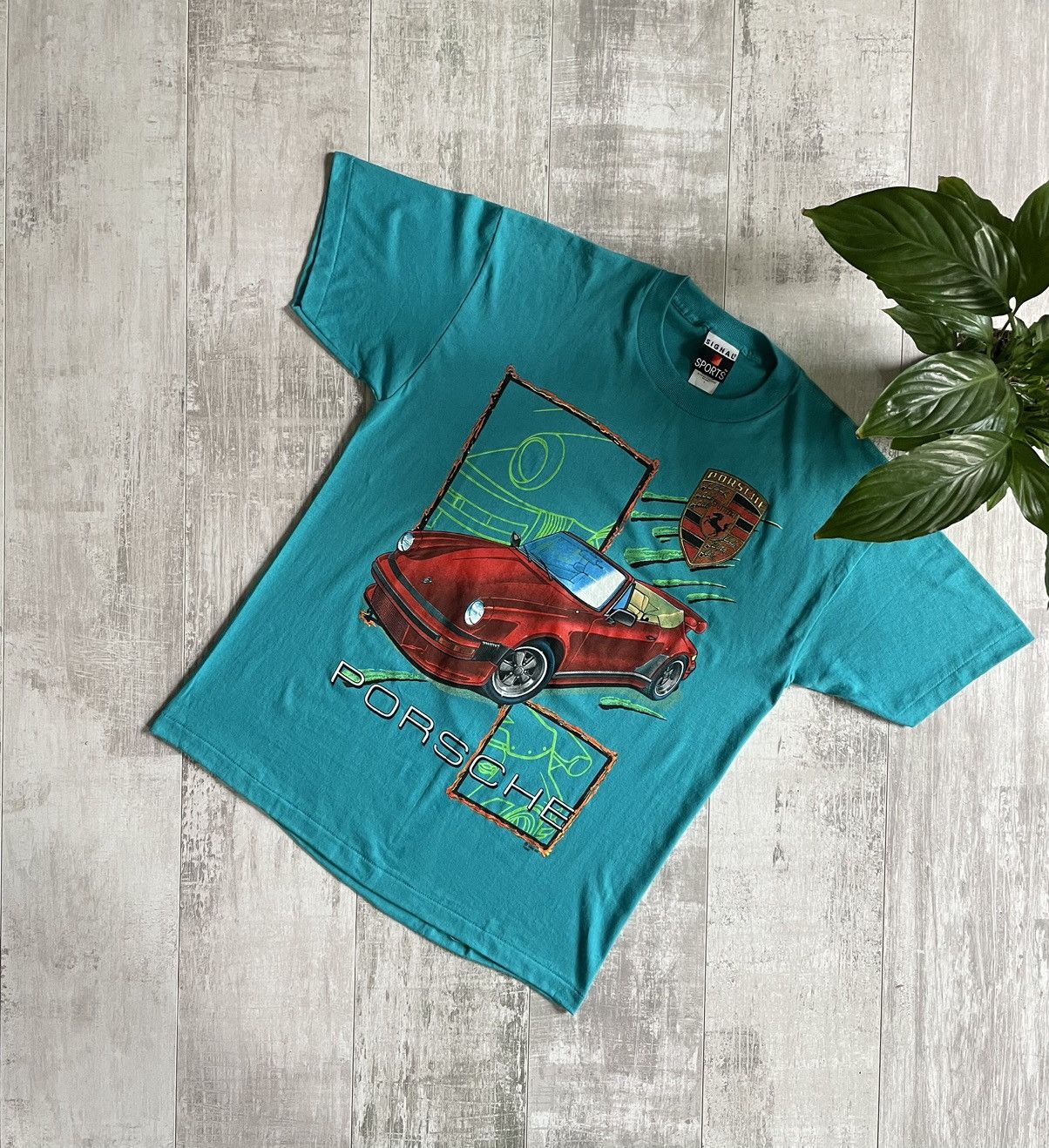 Pre-owned Porsche Design Vintage 1992 Porsche 911 Graphic T Shirt Ssi Designer In Green