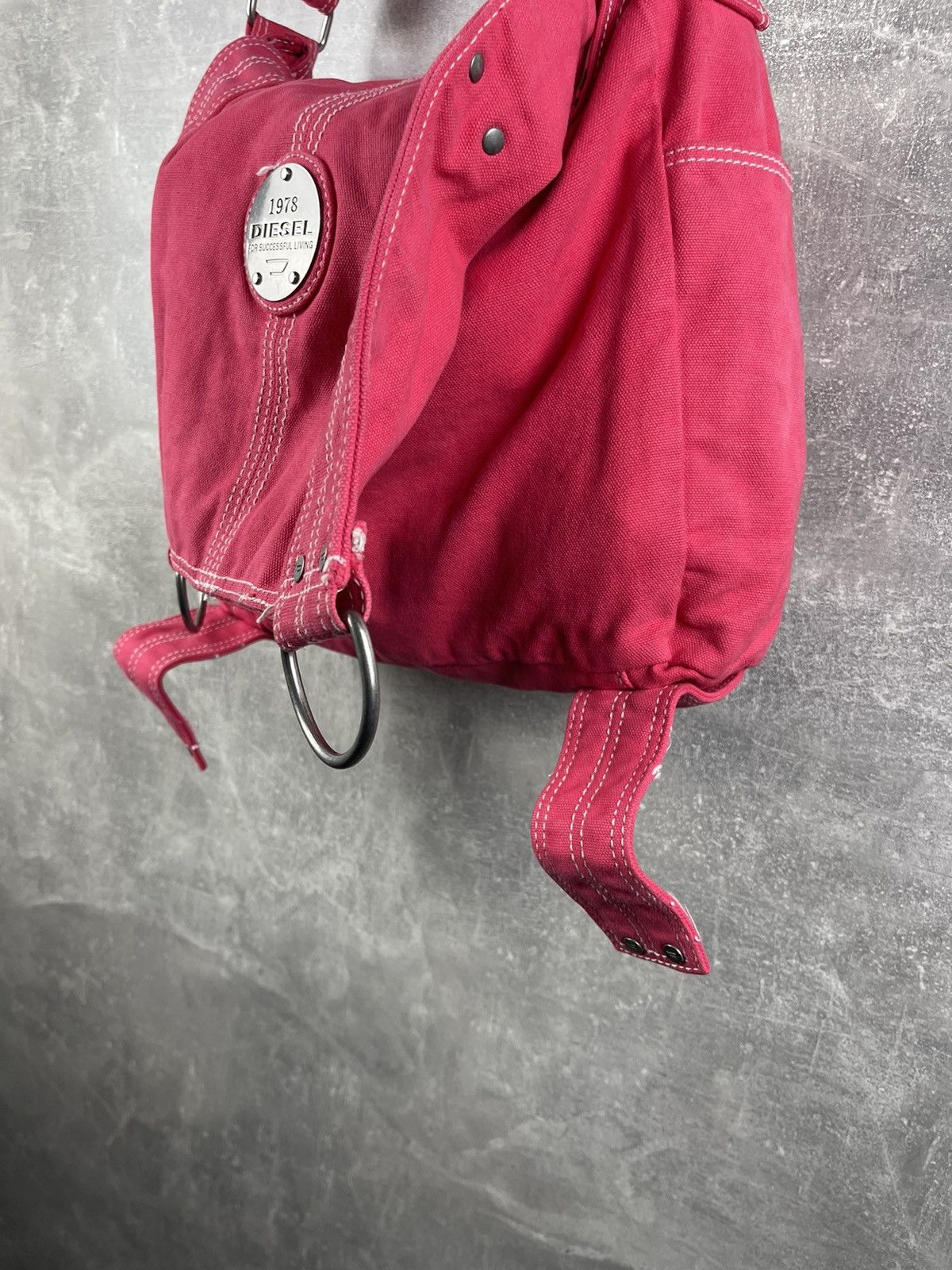 Diesel Diesel 1978 Red Durable Canvas Shoulder Bag Y2K Era Utility Size ONE SIZE - 9 Thumbnail