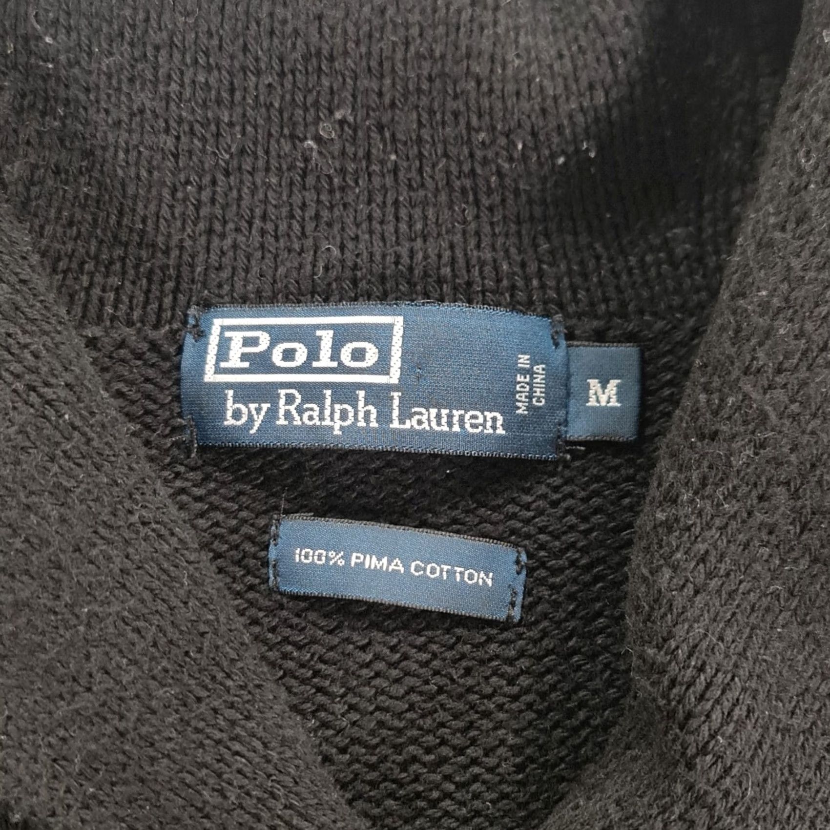 Polo Ralph Lauren Polo Ralph Lauren Jumper Mens Black Medium Shawl Neck 100% Pima Cotton Knit Cardigan Style Pullover Size US M / EU 48-50 / 2 - 3 Thumbnail
