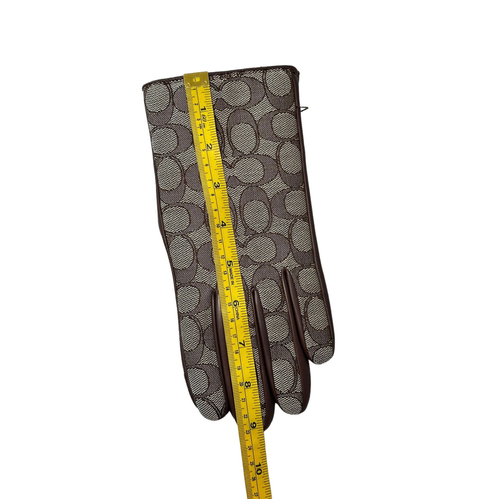 Coach Coach Women Signature Jacquard And Leather Tech Gloves 7.5 Size ONE SIZE - 5 Thumbnail