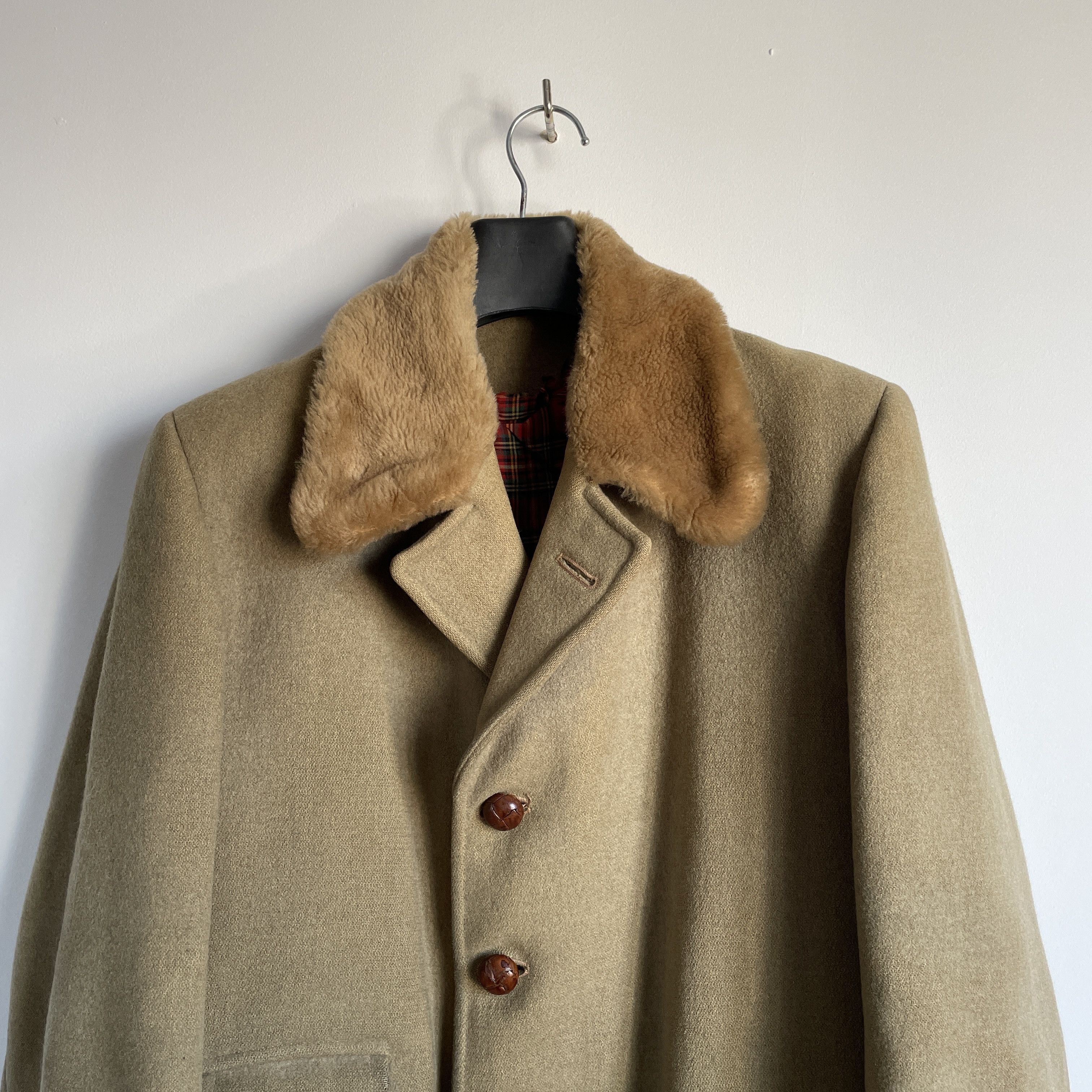 Vintage Vintage 50's 60's British Fur Collar Country Heavy Wool Coat Size US L / EU 52-54 / 3 - 4 Thumbnail
