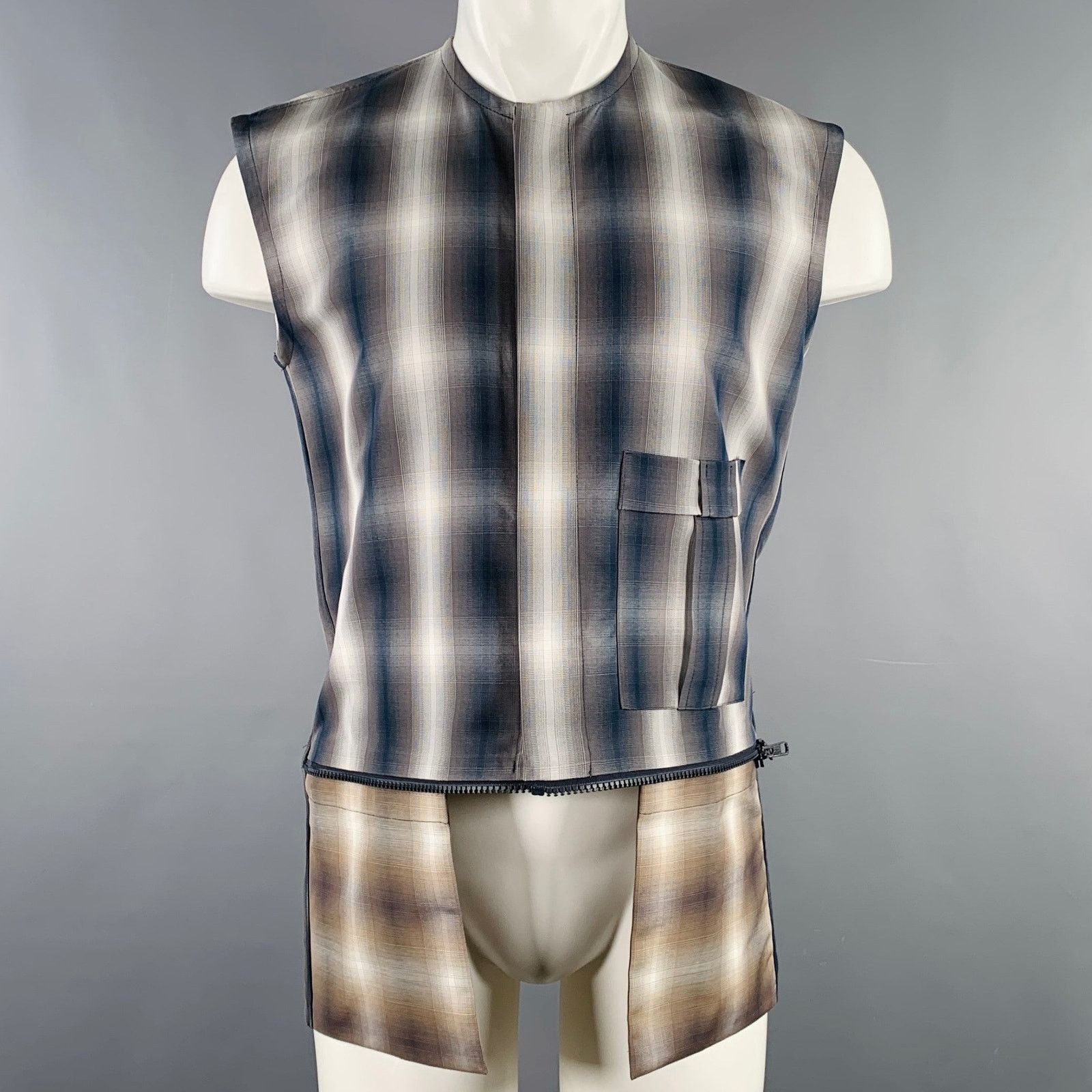DELADA DELADA Size M Green Blue White Plaid Polyester Cotton Vest Size US M / EU 48-50 / 2 - 2 Thumbnail