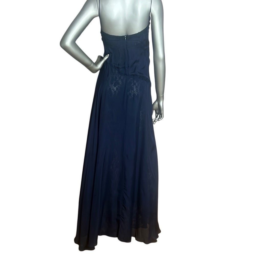 SikSilk Meghan Silk Lace-Trim Dark Blue Gown Dress 4 (024) Size S / US 4 / IT 40 - 10 Thumbnail