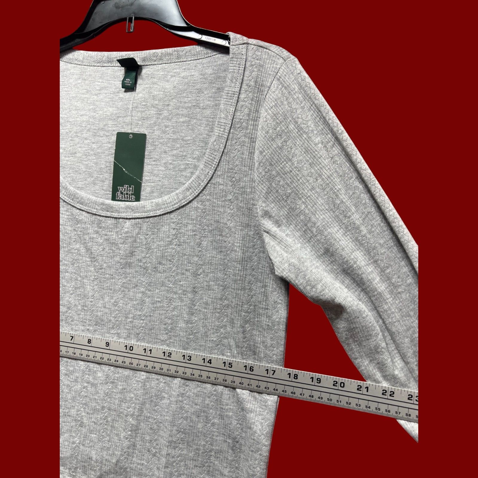 Other Wild Fable - Women's Long Sleeve Pointelle T-Shirt - Gray - Size XXL / US 16-18 / IT 52-54 - 4 Thumbnail