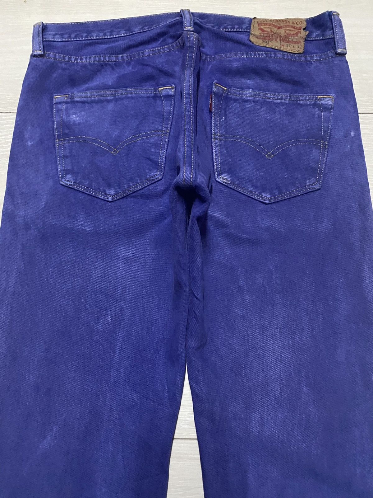 Levi's Vintage Levis 501 Y2K Blue Wash Distressed Slim Fit Jeans Size US 33 - 4 Thumbnail
