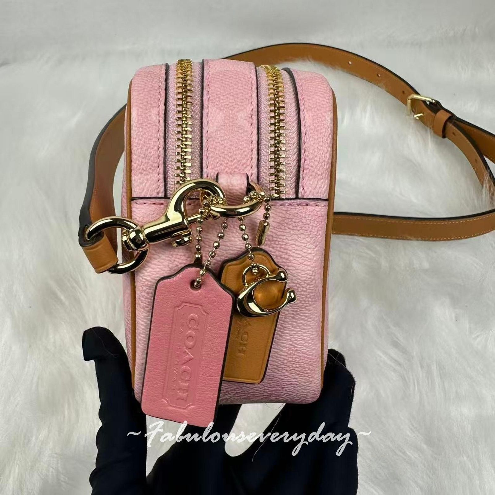 Coach Coach Mini Carey Crossbody Bag Sig Canvas Charms Powder Pink Size ONE SIZE - 2 Thumbnail