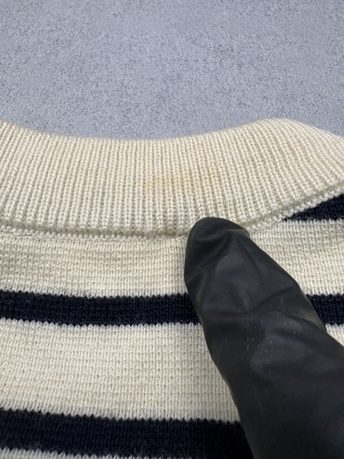 AMI AMI Merino Wool Striped Knit Sweater Button Shoulder Breton Size M / US 6-8 / IT 42-44 - 23 Thumbnail