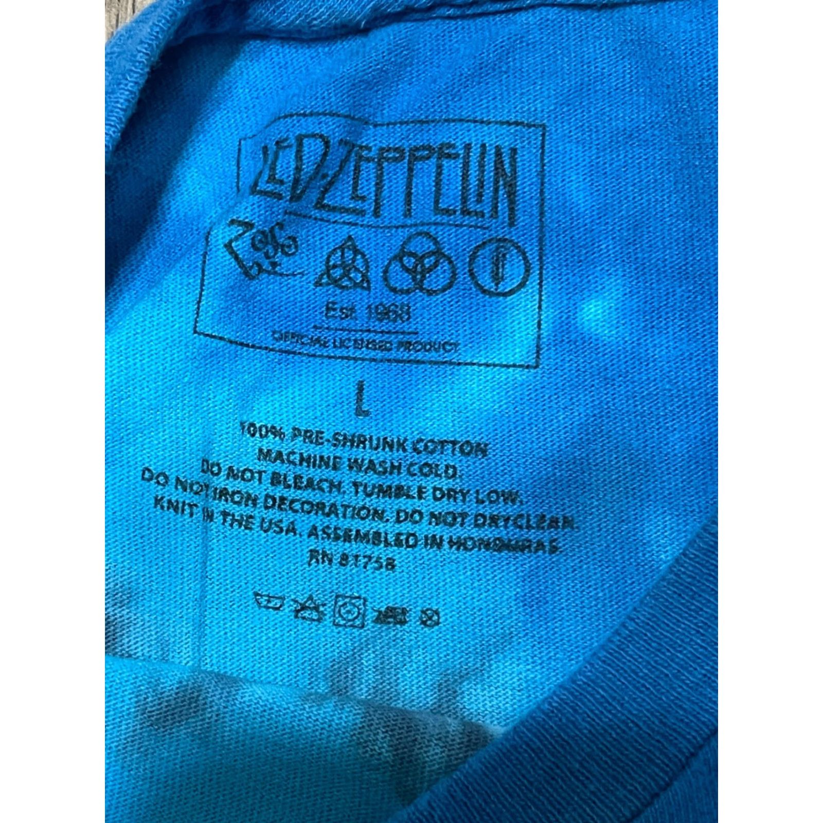 Vintage LEDZEPPELIN Shirt Mens Large Blue Yellow Tie Dye Graphic Print Short Sleeve Round Neck T-Shirt Size US L / EU 52-54 / 3 - 6 Thumbnail