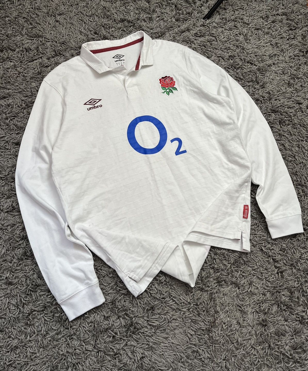 Umbro Vintage Style Umbro England Rugby Polo Shirt White O2 Size US XL / EU 56 / 4 - 1 Thumbnail