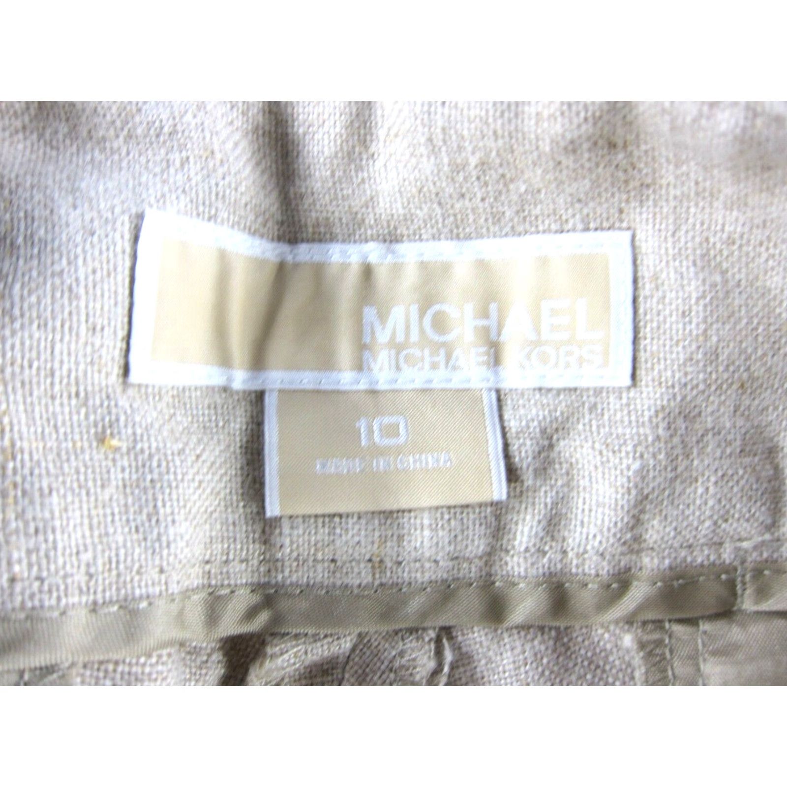 Michael Kors Michael Kors Women 100% Linen Capri Pants Wide Leg Brown Beige 10 Size 32" / US 10 / IT 46 - 3 Thumbnail