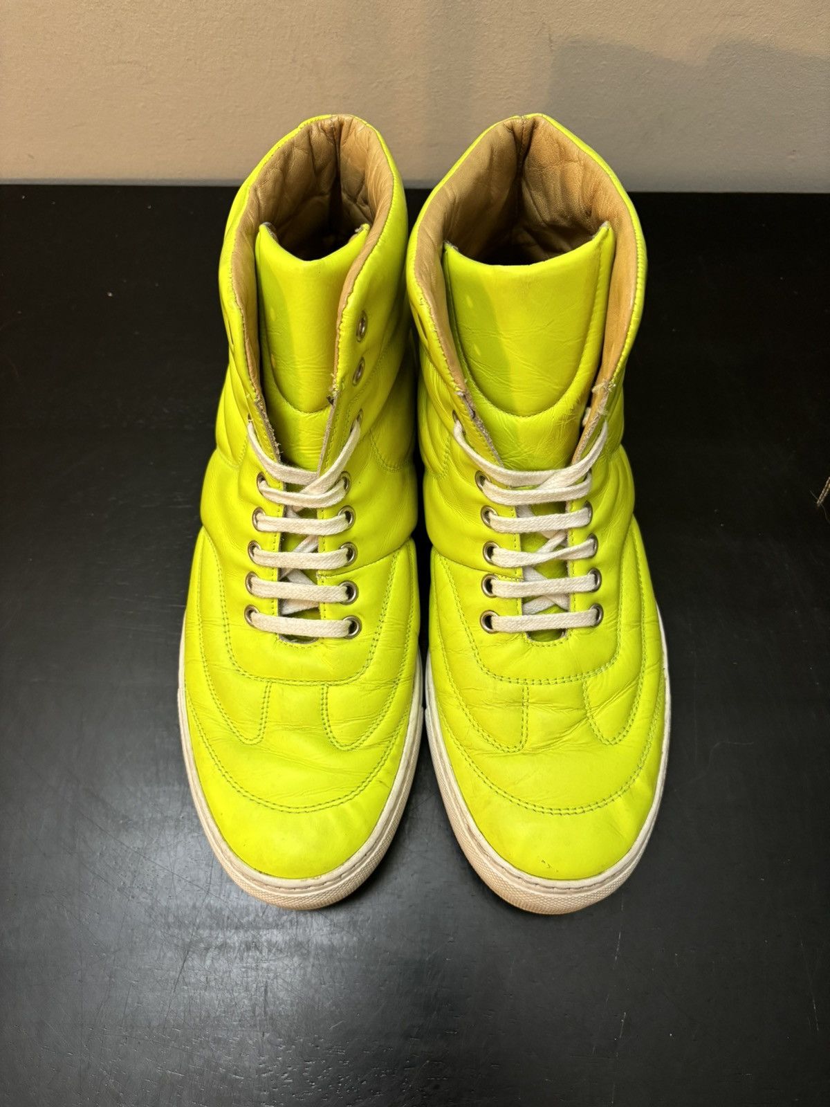 Maison Margiela Maison Margiela MM6 High Top Quilted Leather Sneakers Yellow Size US 8 / EU 41 - 2 Thumbnail