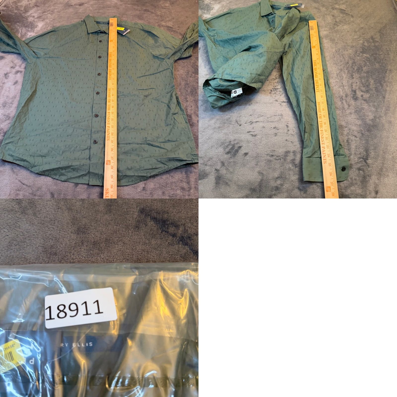 Perry Ellis Perry Ellis Untucked Shirt Button-Up Mens XL Green Geometric Textured Shortlisted Untucked Length Casual Business Casual NWT Size US XL / EU 56 / 4 - 8 Thumbnail