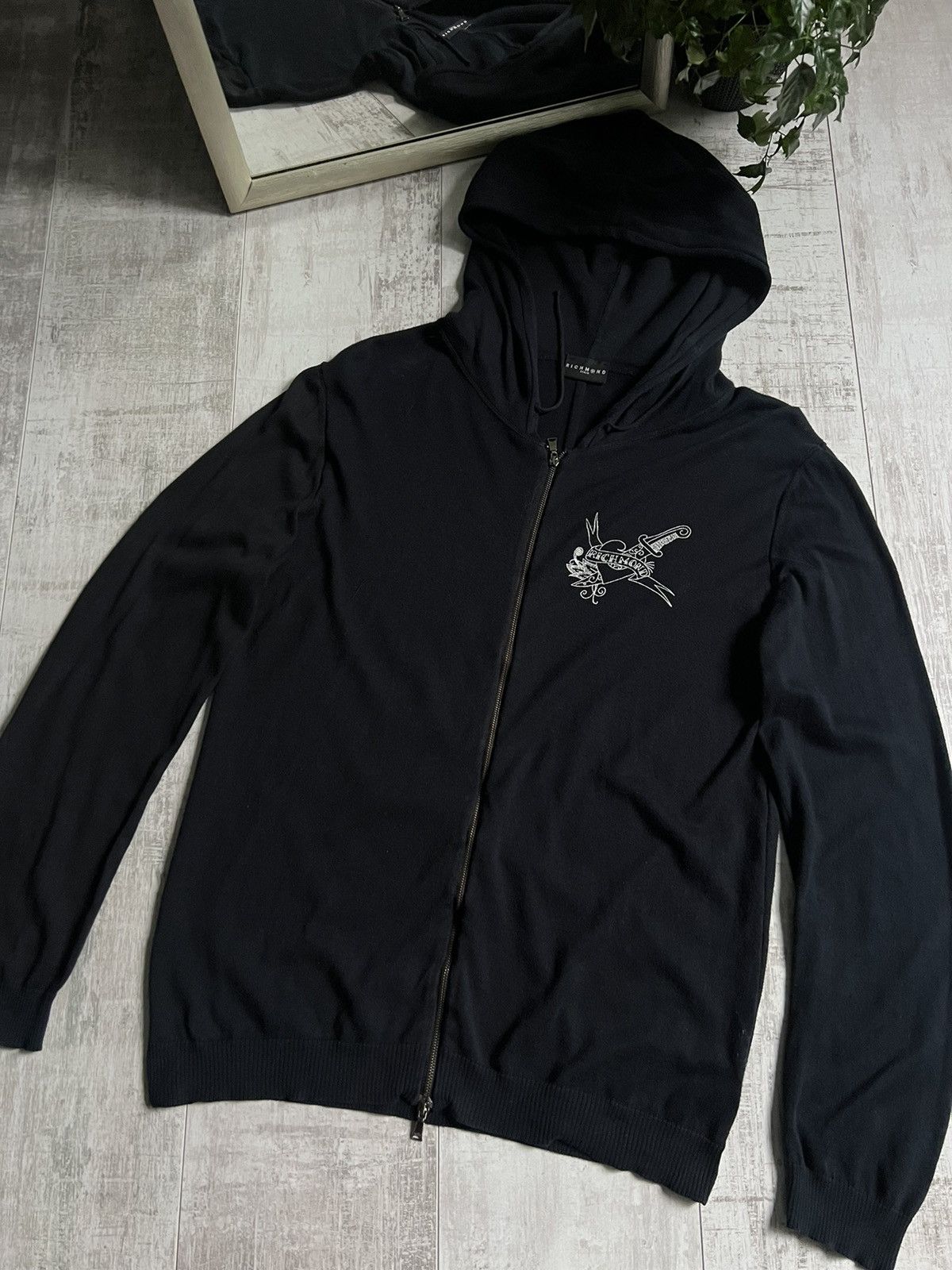 Richmond Denim John Richmond Denim Zipped Up Hoodie Black RARE Size US M / EU 48-50 / 2 - 2 Thumbnail
